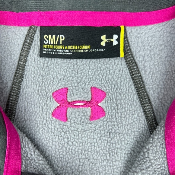 Under Armour Sweater‎ Womens Small Gray Power In Pink Camo Half Zip Pullover - Picture 3 of 16